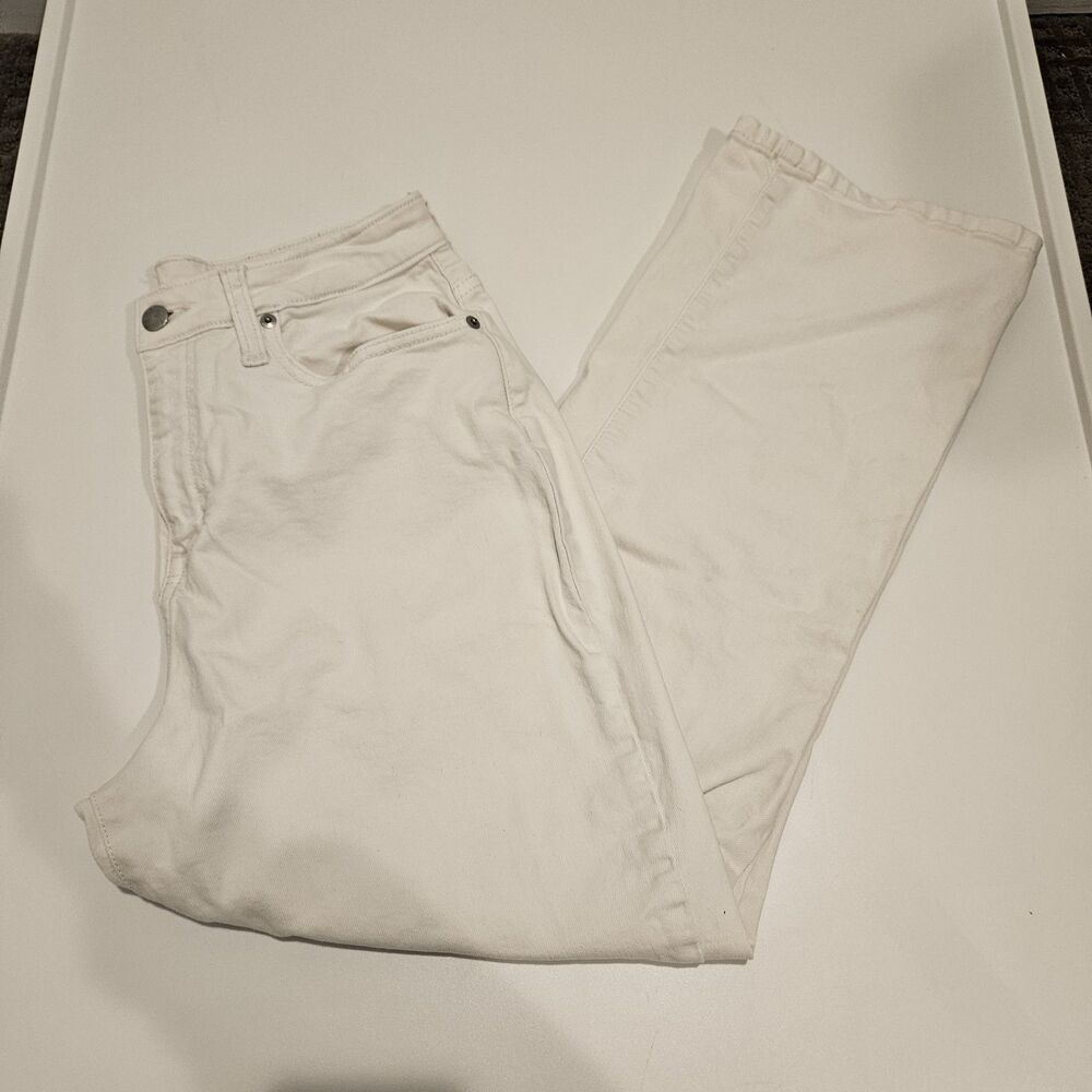A New Day White Cotton Blend Straight Leg High Waist Denim Jean, Size 10/30R